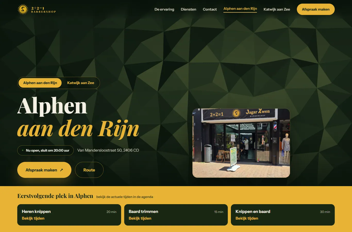 De pagina van de vestiging in Alphen aan den Rijn